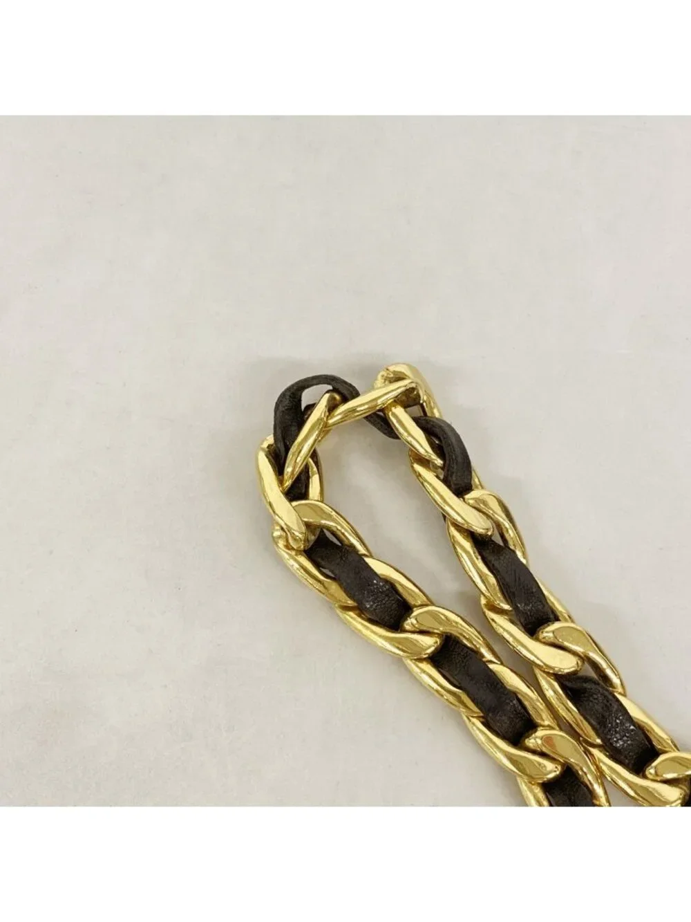 Chanel Belt Leather Gold Black